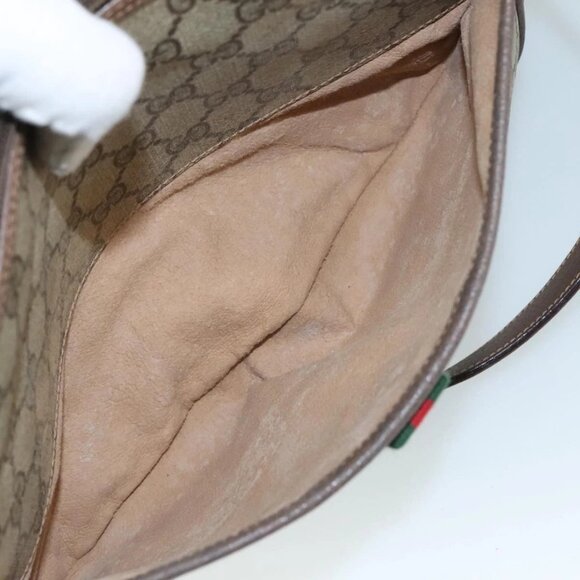 GUCCI GG Supreme Web Sherry Line Shoulder Bag PVC Beige Red 89 02 077 Auth 94269 - Picture 13 of 16